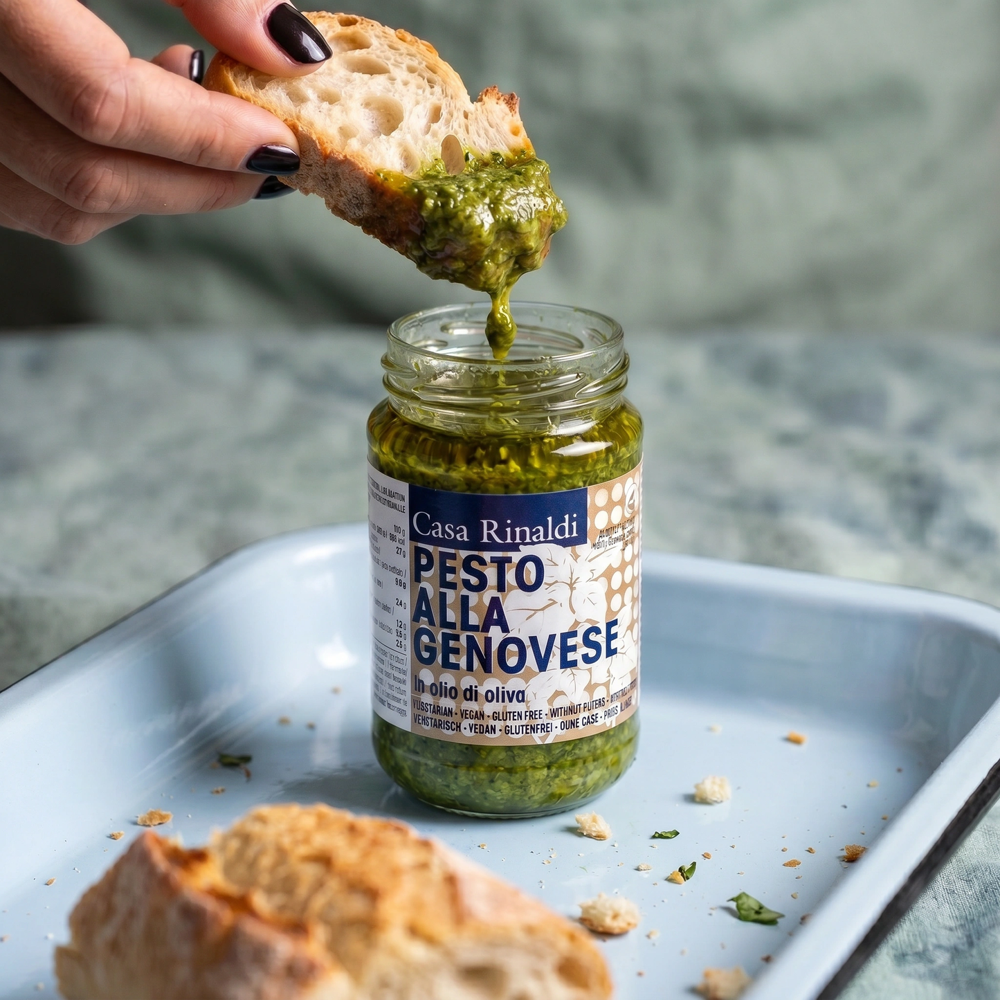 Casa Rinaldi Genovese Pesto Sauce in Olive Oil – Authentic Italian Basil – 6.3 oz Jar