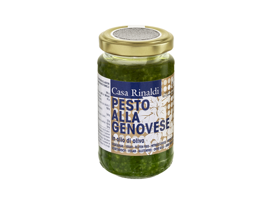 Jar of Casa Rinaldi Pesto Alla Genovese on a white background